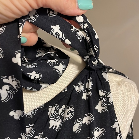 LEWIT one / cold shoulder bow detail long sleeve blouse stretch silk black wht S - Picture 9 of 16